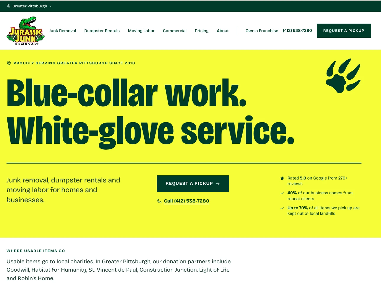 Jurassic Junk Removal website